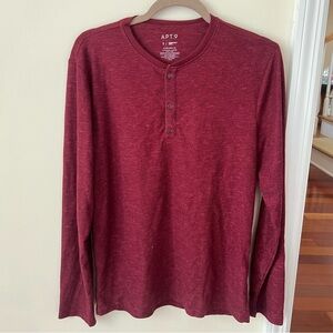 Men’s Maroon Apt. 9 Seriously Soft Long Sleeve Henley Button Up Top